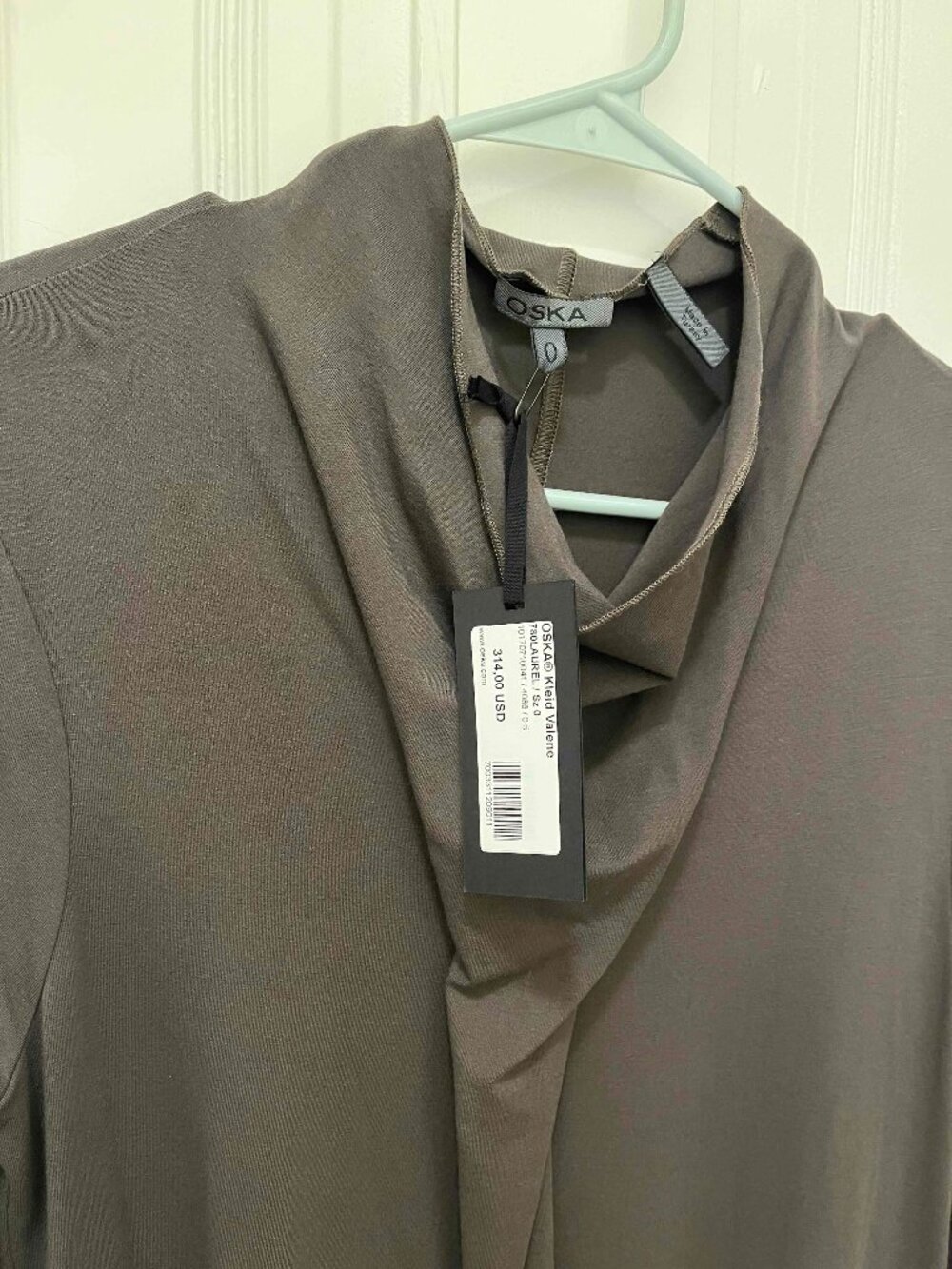 OSKA Kleid Valene Draped Bias Dress Brown Olive OS NWT $314 Retail